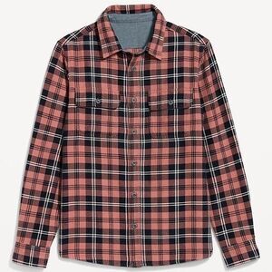 Old Navy Men’s Loose Fit Textured Plaid Pocket Shirt, Size M